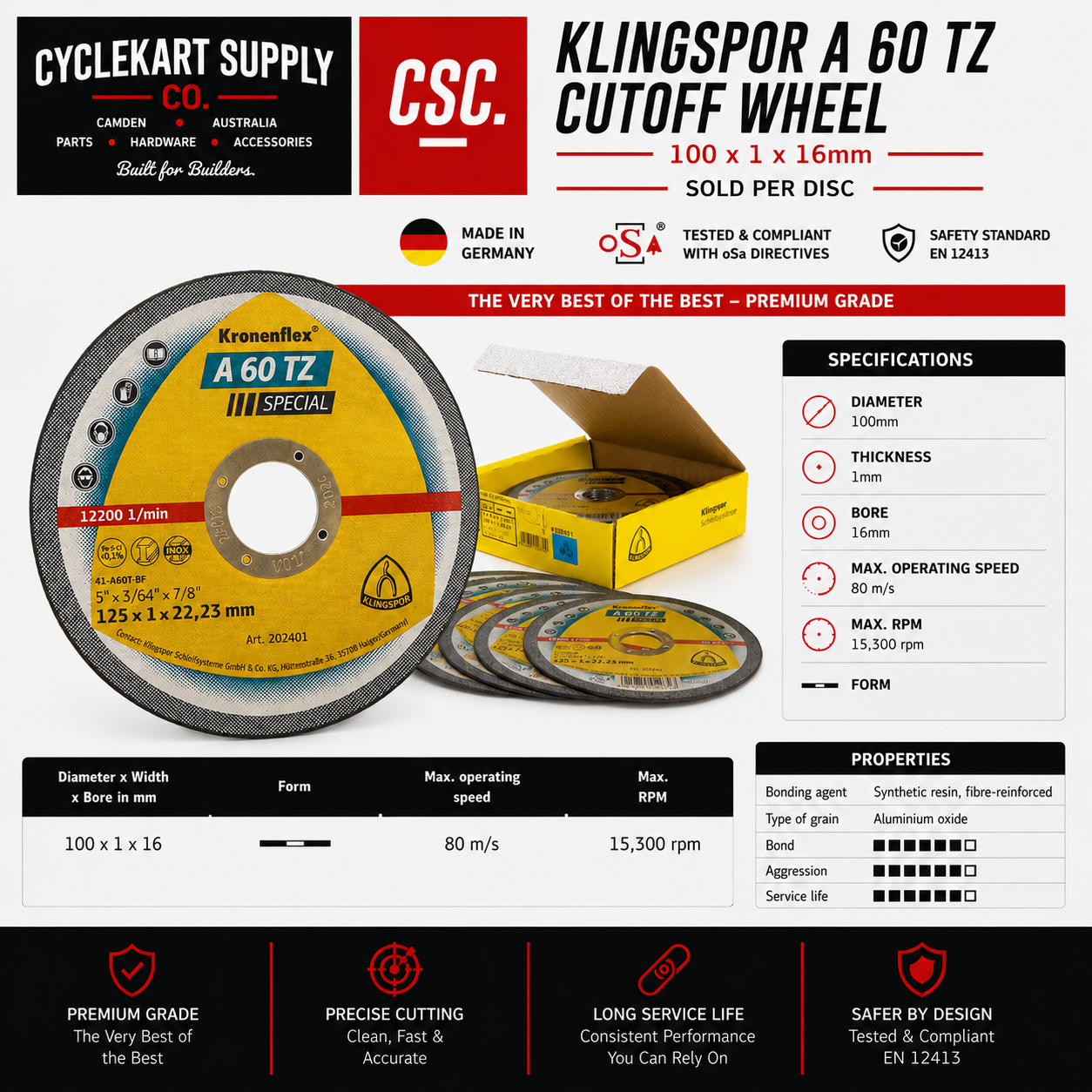 Klingspor 100x1x16mm Cut off wheels