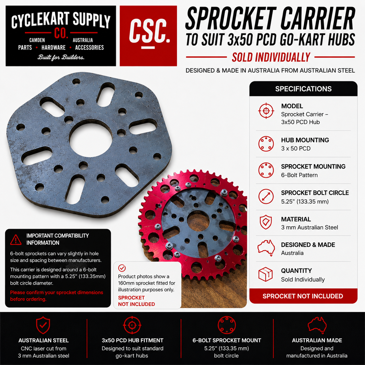 Sprocket Carrier to suit Go Kart Hub