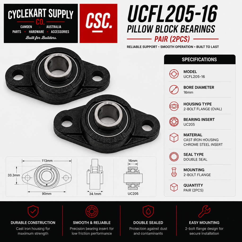 UCFL205-16 Flat Pillow Block Bearing - Set of 2