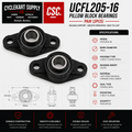 UCFL205-16 Flat Pillow Block Bearing - Set of 2