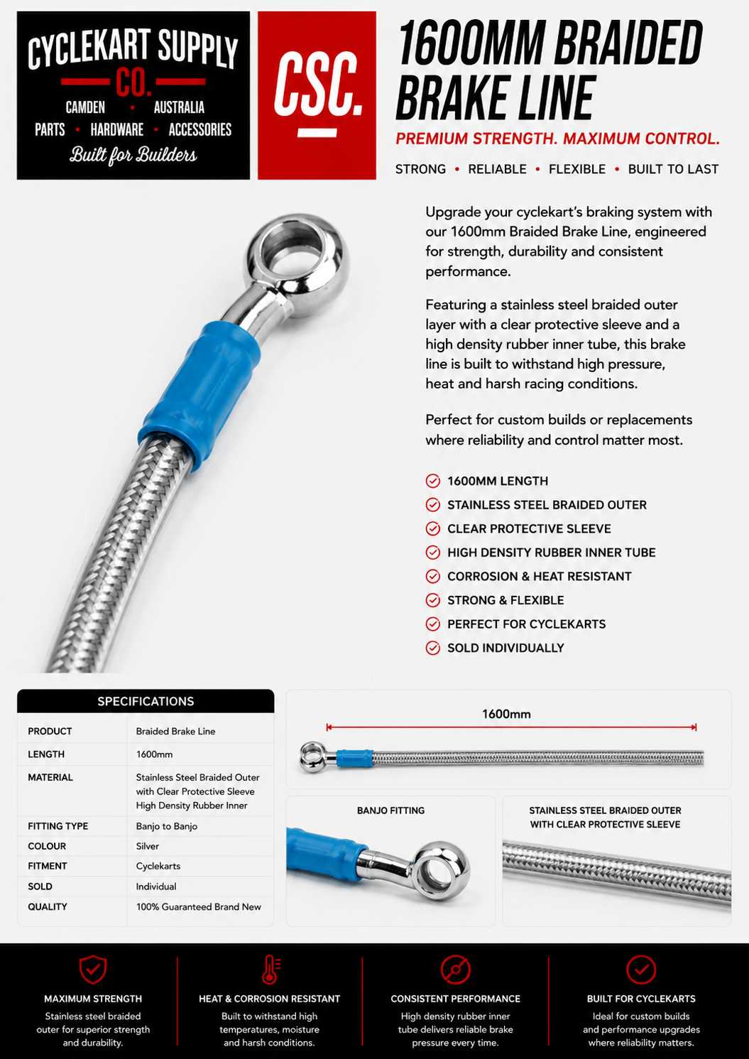 1600mm Long Brake Line