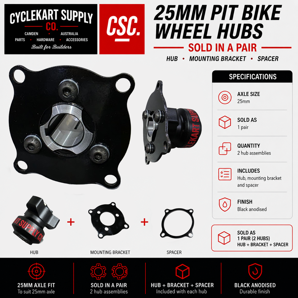 25mm Pit Bike Wheel Hubs