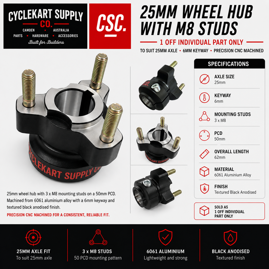 25mm Wheel Hub with M8 Studs